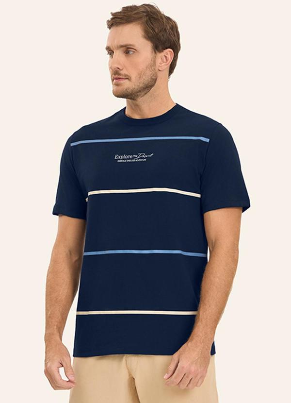 Vista 2 Camiseta Masculina em Meia Malha Azul Diametro Diametro