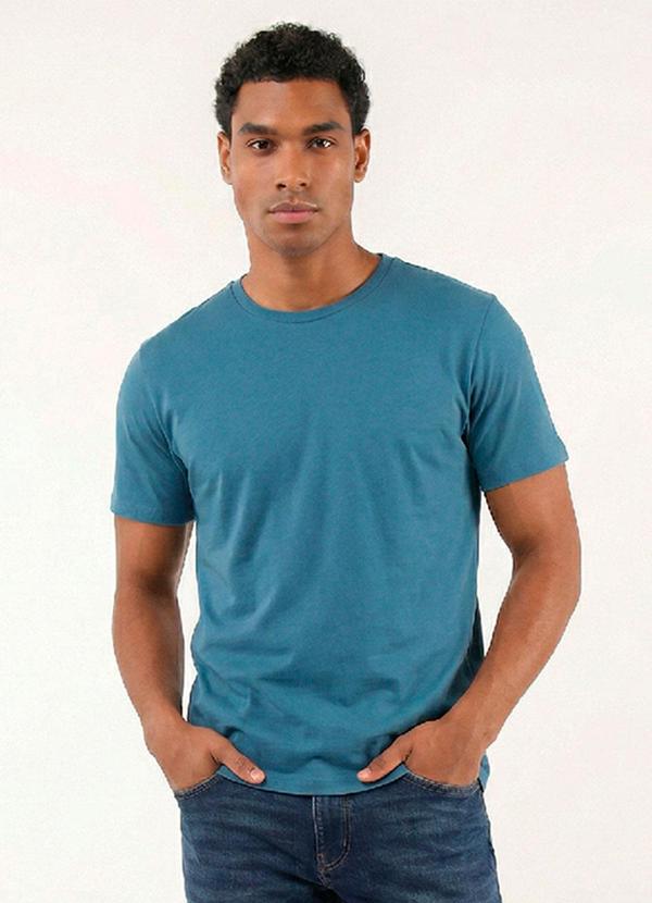 Camiseta Masculina em Meia Malha Azul