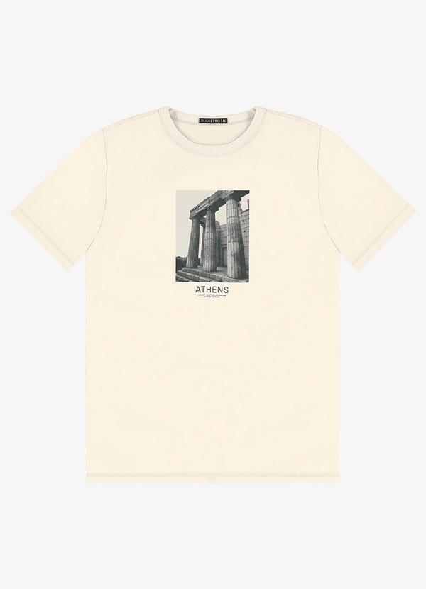 Camiseta Masculina em Meia Malha Bege