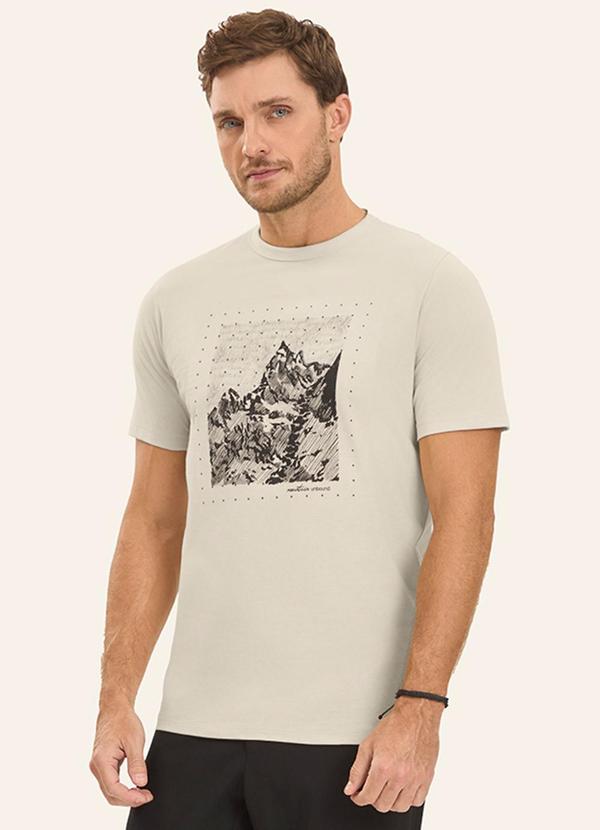 Vista 2 Camiseta Masculina em Meia Malha Bege Diametro Diametro