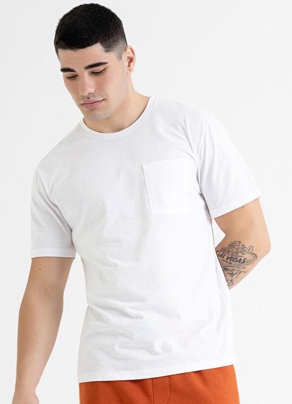 Vista 2 Camiseta Masculina em Meia Malha Branco JUST BASIC JUST BASIC