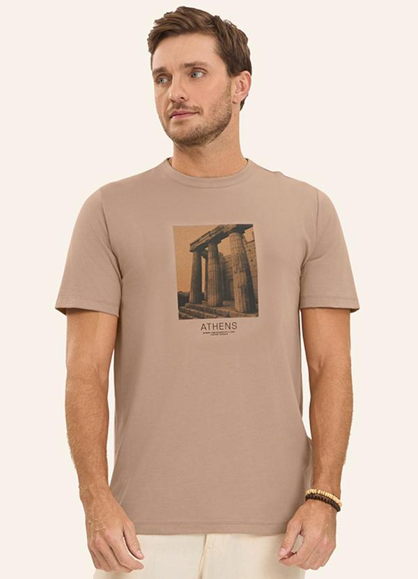 Camiseta Masculina em Meia Malha Marrom