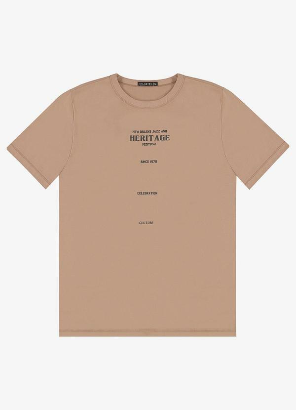 Vista 2 Camiseta Masculina em Meia Malha Marrom Diametro Diametro