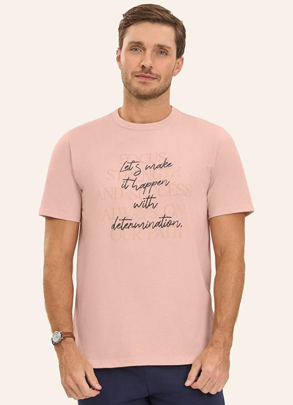 Camiseta Masculina em Meia Malha Rosa