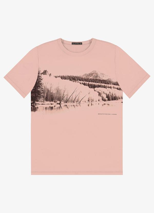 Camiseta Masculina em Meia Malha Rosa