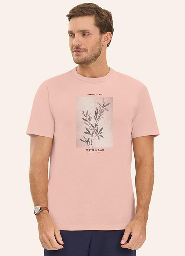 Vista 2 Camiseta Masculina em Meia Malha Rosa Diametro Diametro