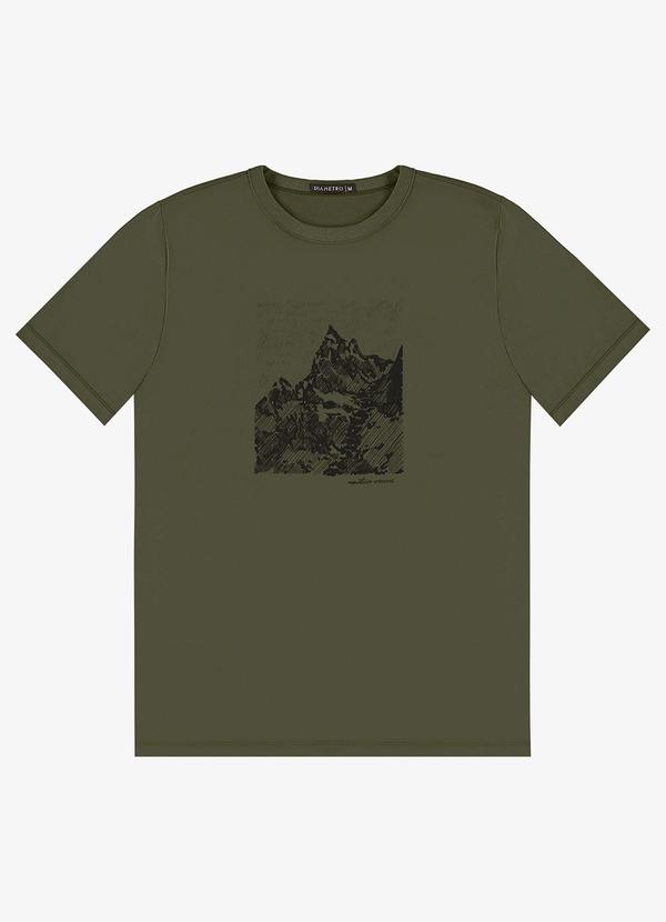 Vista 2 Camiseta Masculina em Meia Malha Verde Diametro Diametro