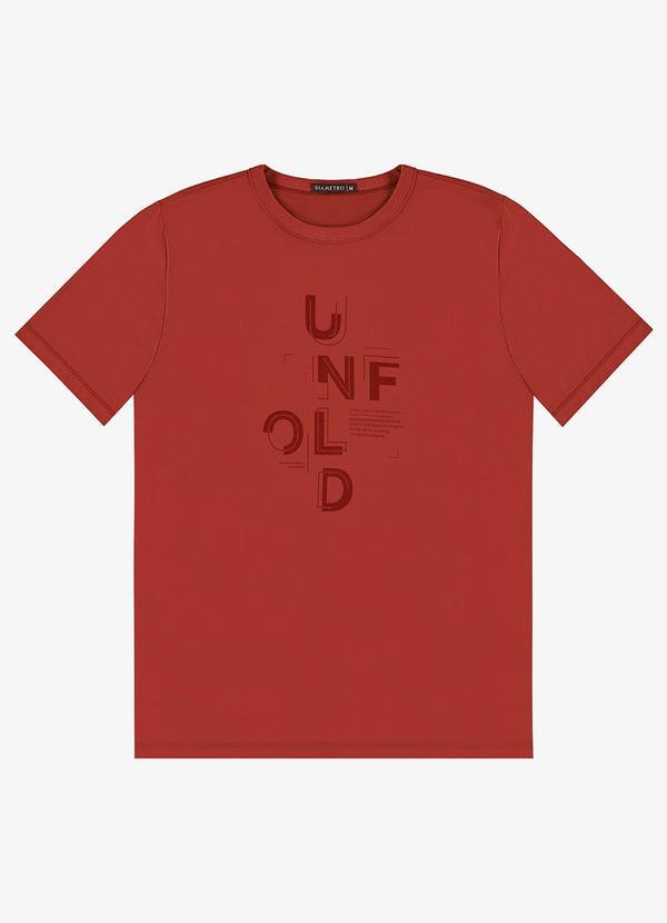 Vista 2 Camiseta Masculina em Meia Malha Vermelho Diametro Diametro