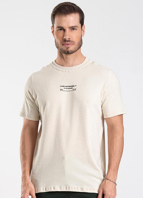 Vista 2 Camiseta Masculina Malhão Fruit Bege Diametro Diametro