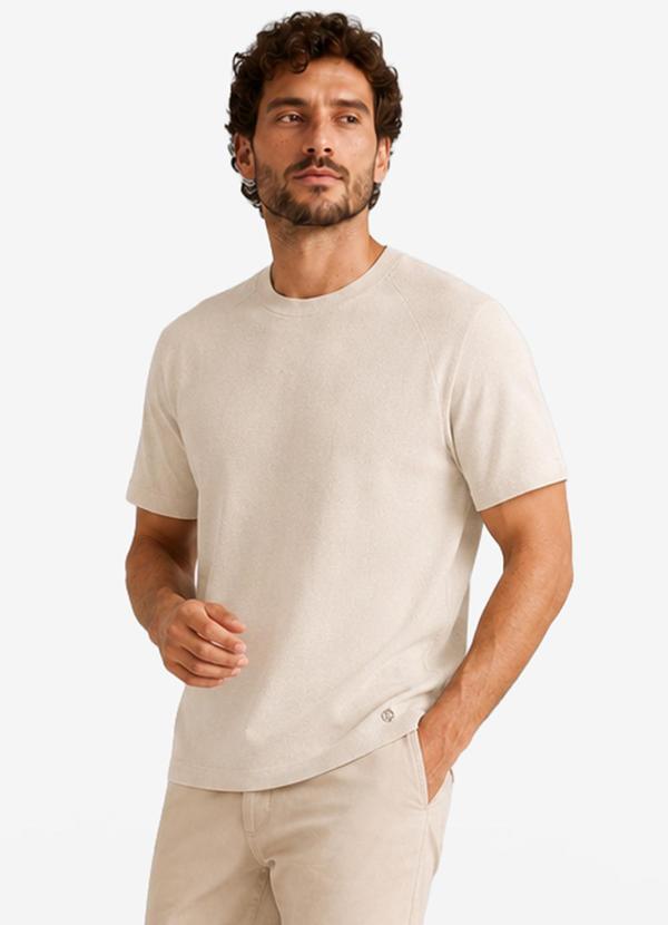 Camiseta Masculina Malhão Maquinetado Bege