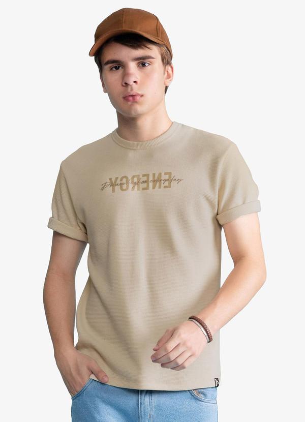 Camiseta Masculina Malhão Maquinetado Bege