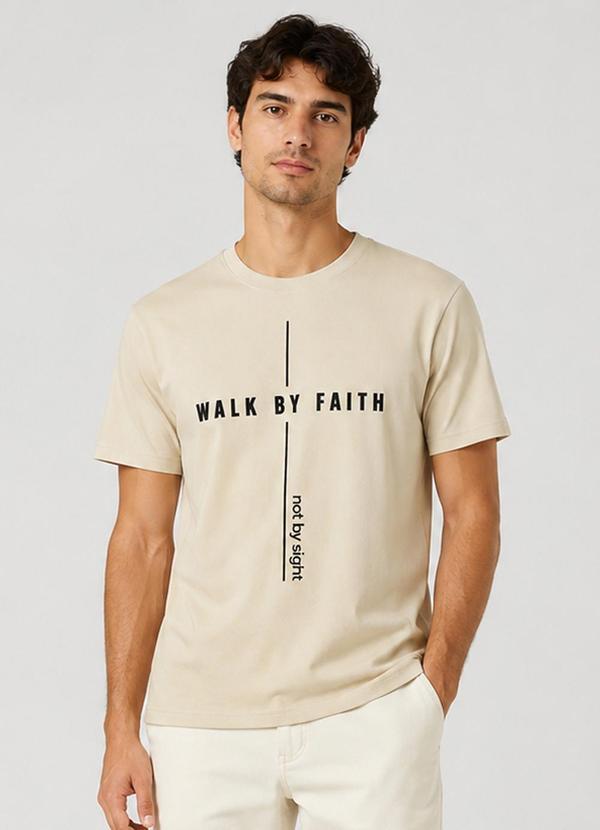 Camiseta Masculina Manga Curta Algodão Bege