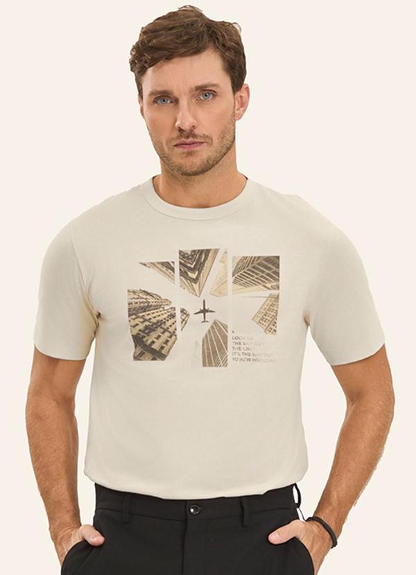 Camiseta Masculina Manga Curta Bege