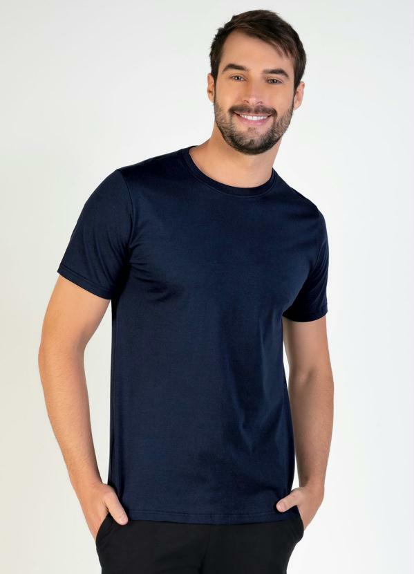 Vista 2 Camiseta Masculina Marinho com Mangas Curtas Basicamente Basicamente