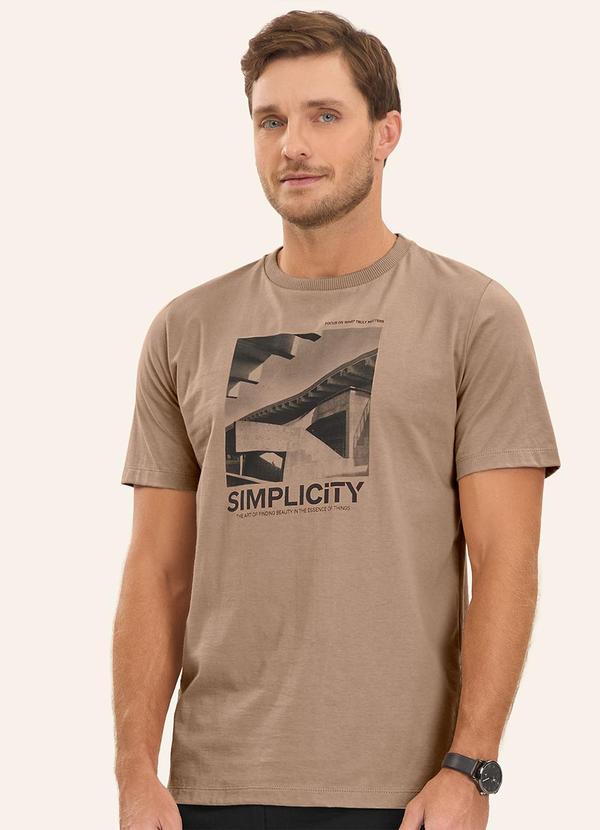 Vista 2 Camiseta Masculina Marrom Diametro Diametro