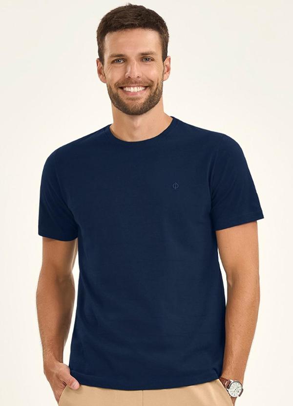Vista 2 Camiseta Masculina Meia Malha Azul Diametro Diametro