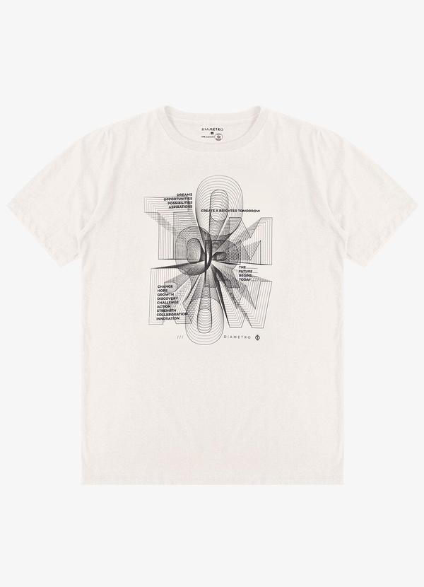 Vista 2 Camiseta Masculina Meia Malha Bege Diametro Diametro