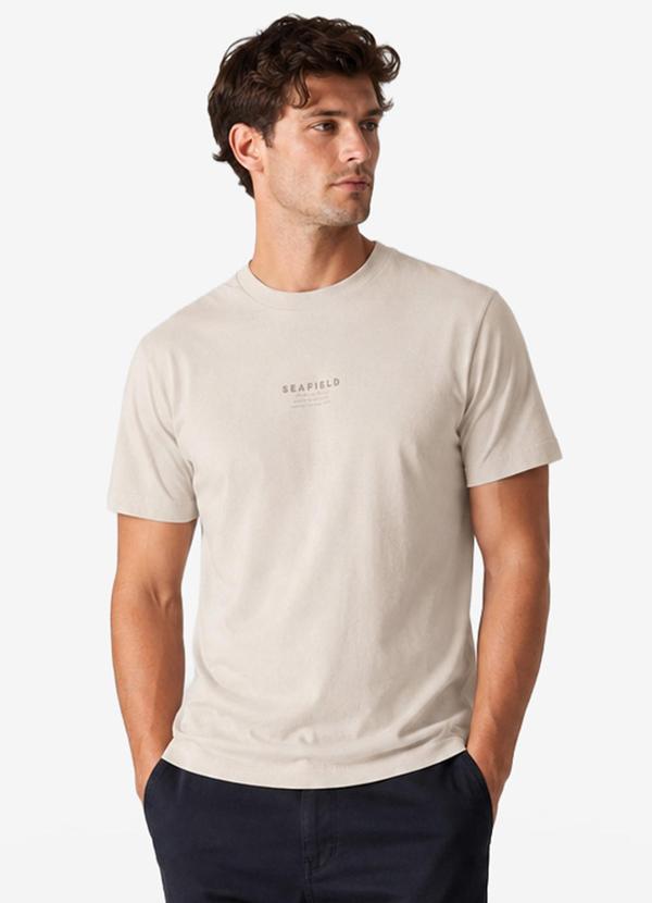Camiseta Masculina Meia Malha Bege