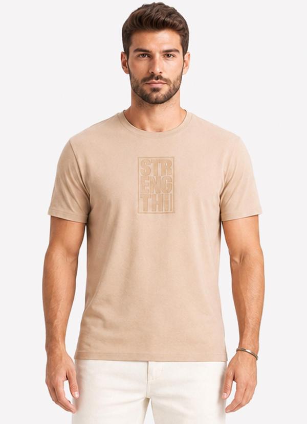 Camiseta Masculina Meia Malha Bege