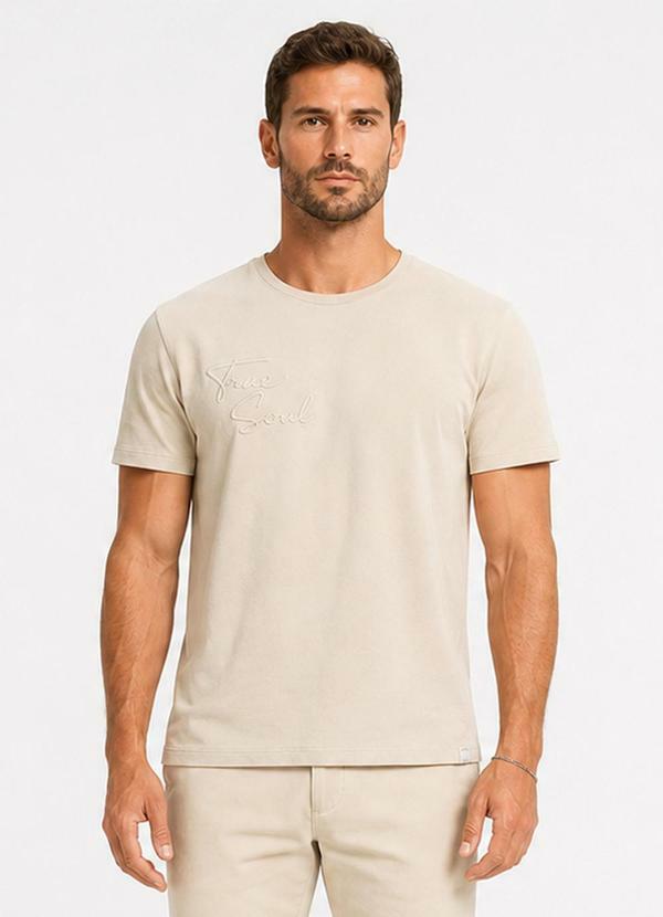 Camiseta Masculina Meia Malha Bege