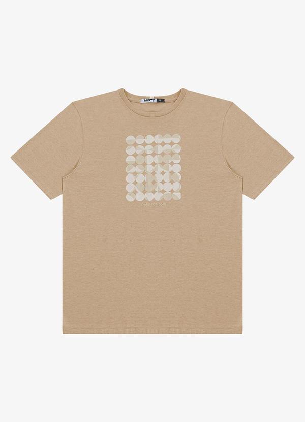 Camiseta Masculina Meia Malha com Estampa Marrom