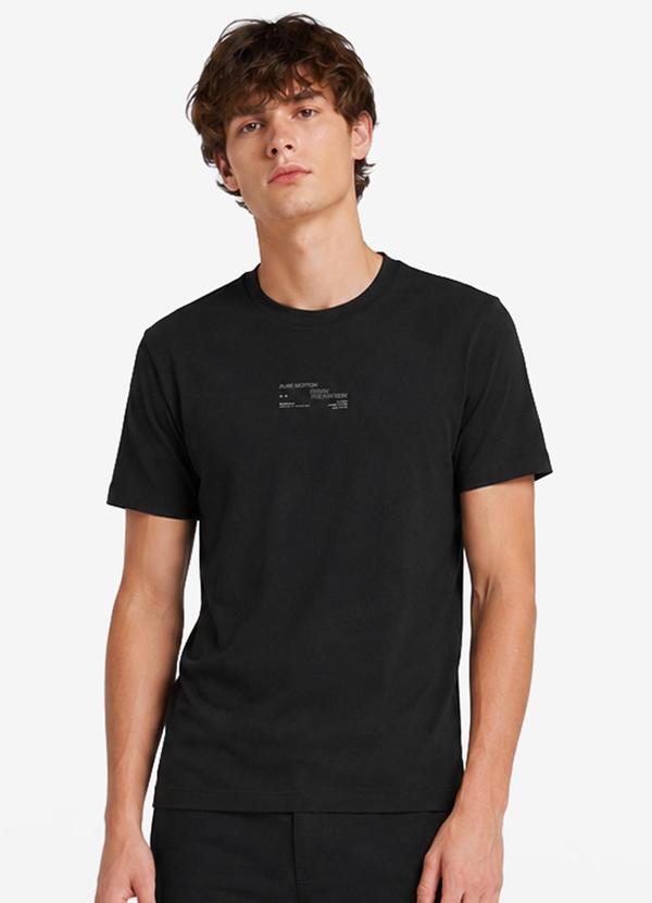 Camiseta Masculina Meia Malha com Estampa Preto