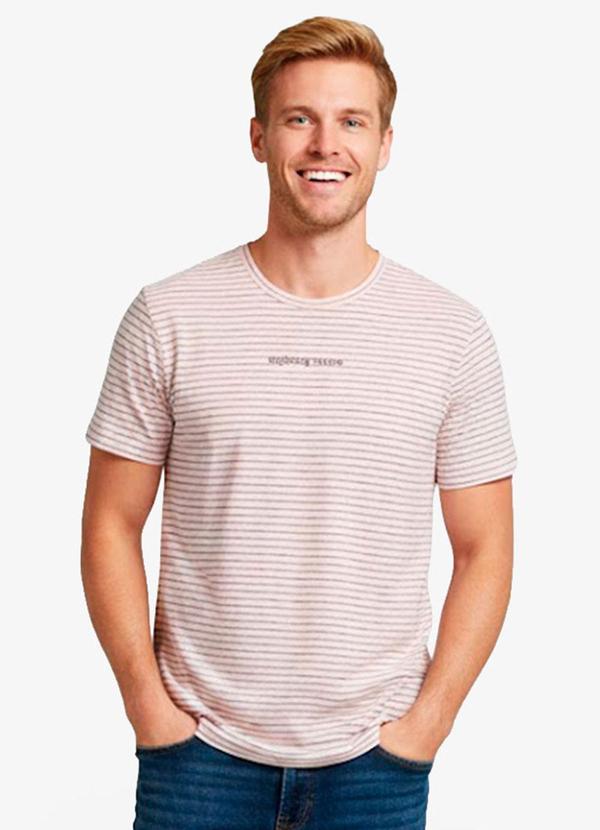 Camiseta Masculina Meia Malha Fio Tinto Rosa