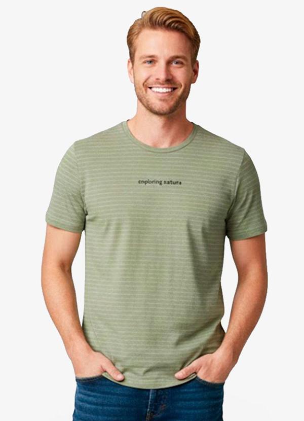 Camiseta Masculina Meia Malha Fio Tinto Verde