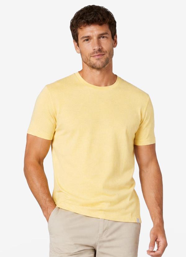 Camiseta Masculina Meia Malha Listrada Amarelo