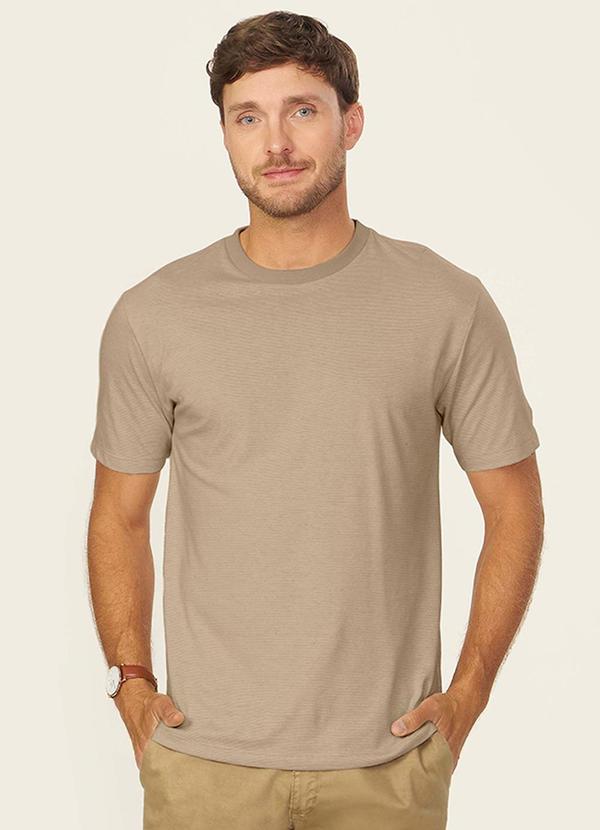 Camiseta Masculina Meia Malha Listrada Marrom