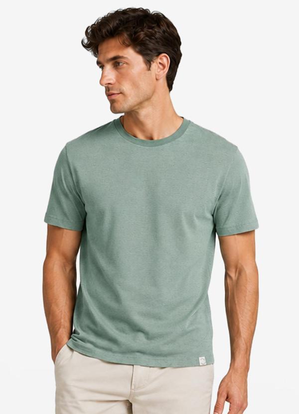 Camiseta Masculina Meia Malha Listrada Verde