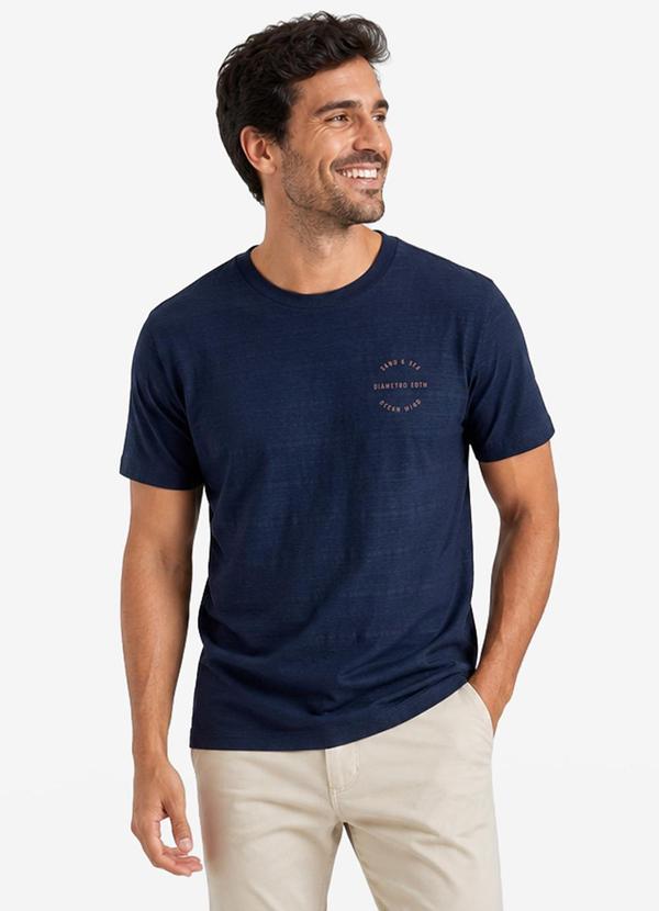 Camiseta Masculina Meia Malha Maquinetada Azul