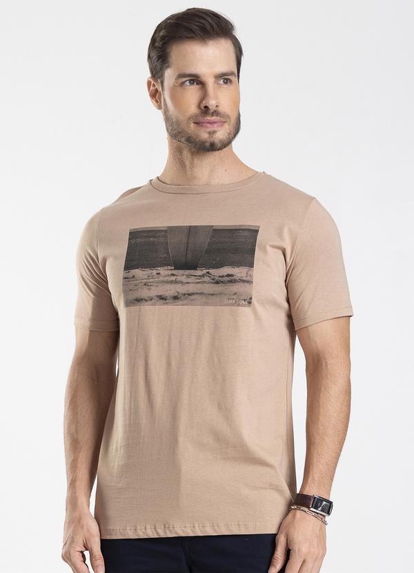 Vista 2 Camiseta Masculina Meia Malha Marrom Diametro Diametro