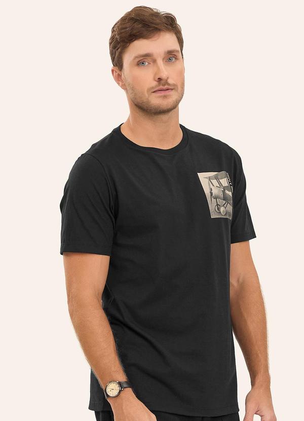 Camiseta Masculina Meia Malha Preto