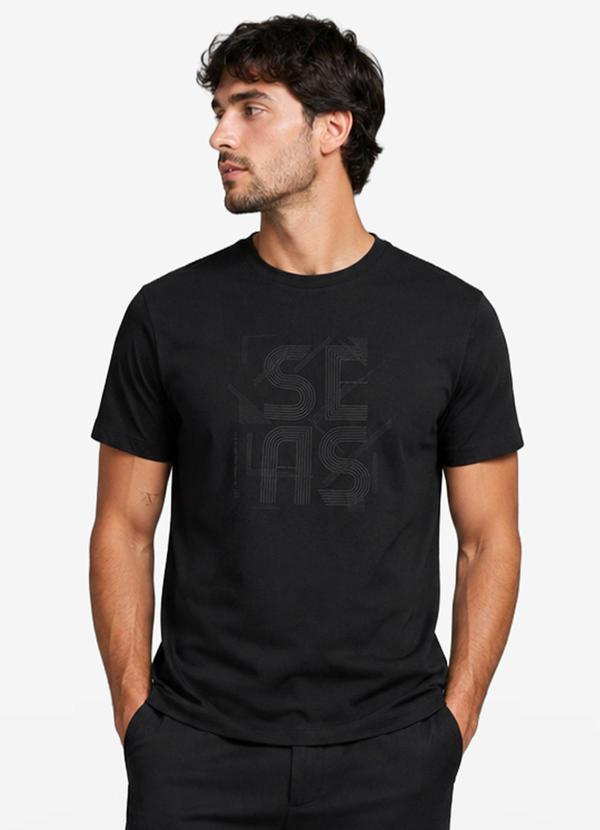 Camiseta Masculina Meia Malha Preto