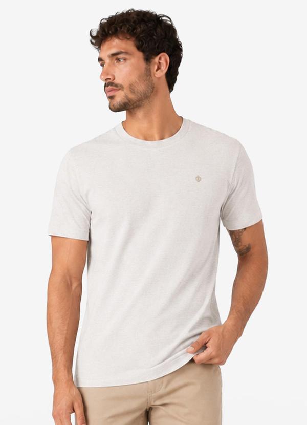 Camiseta Masculina Meia Malha Texturizada Bege