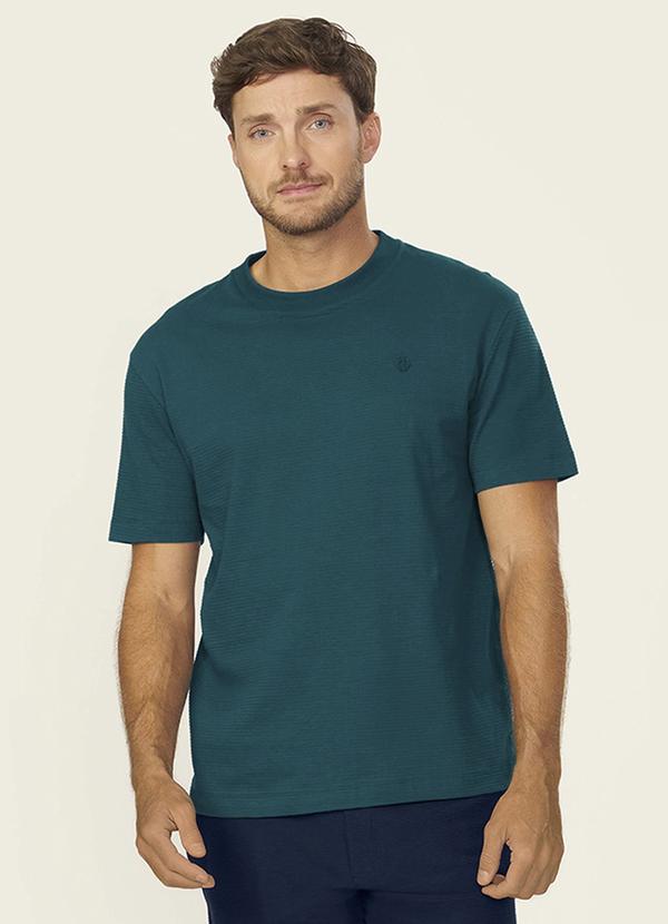 Camiseta Masculina Meia Malha Texturizada Verde