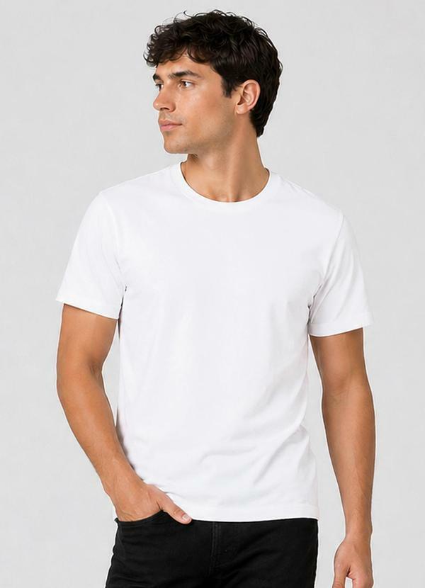 Camiseta Masculina Plus Size Lisa Branco
