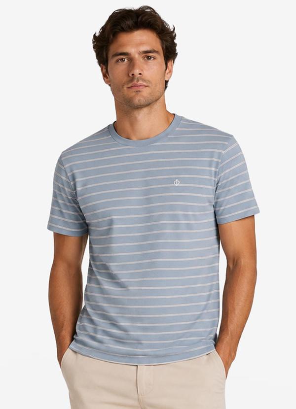 Camiseta Masculina Suedine Listrado Azul