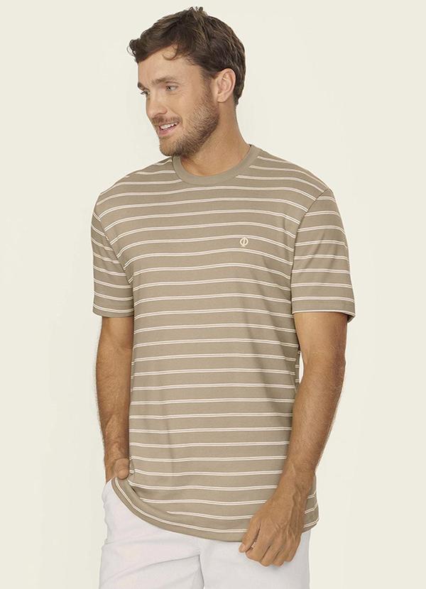 Camiseta Masculina Suedine Listrado Marrom