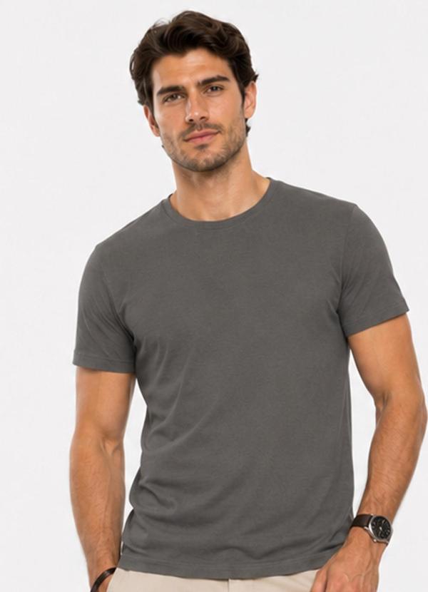 Camiseta Meia Malha Básica Masculina Cinza