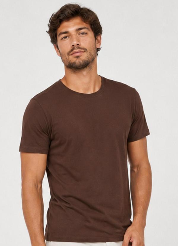 Camiseta Meia Malha Básica Masculina Marrom