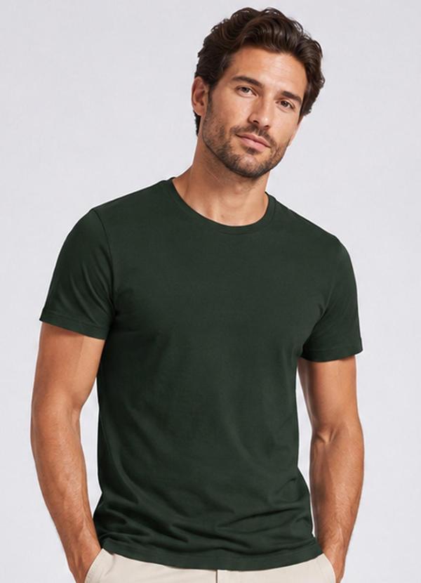 Camiseta Meia Malha Básica Masculina Verde