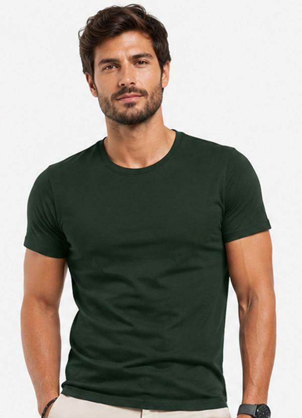 Camiseta Meia Malha Básica Masculina Verde