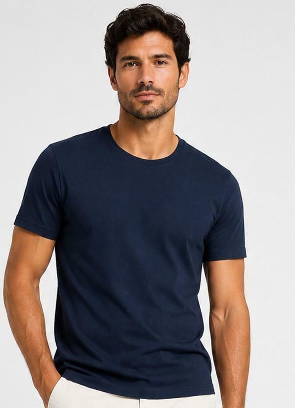 Camiseta Meia Malha Masculino Azul