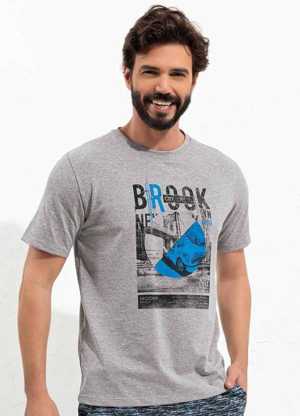 Vista 2 Camiseta Mescla Claro em Malha Moda Pop Moda Pop