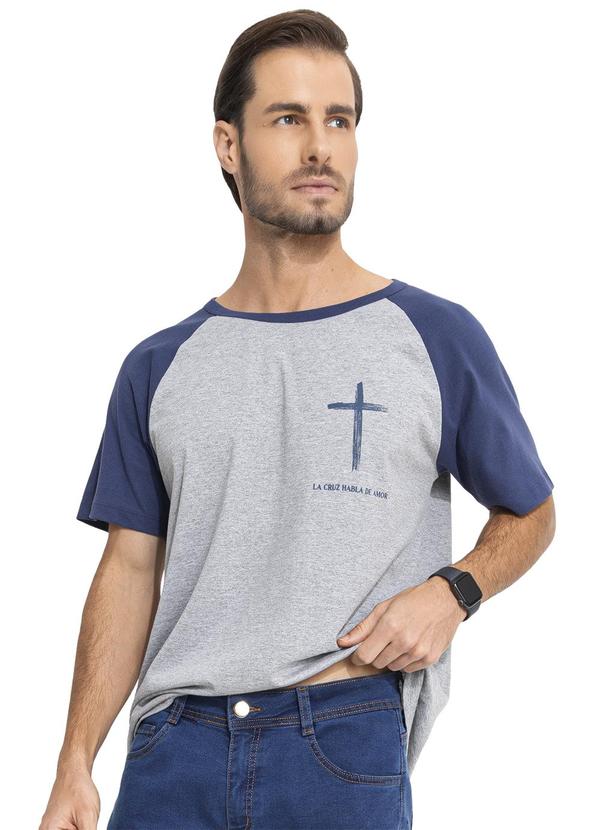 Vista 2 Camiseta Mescla Claro em Malha Moda Pop Moda Pop