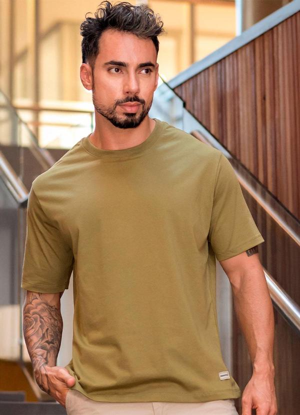 Camiseta Over Pima Basic Masculina Verde Oliva