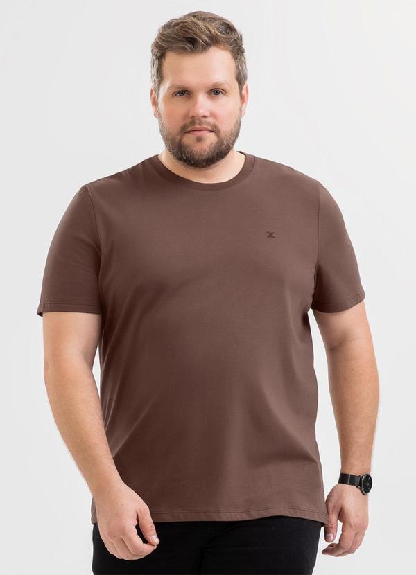 Camiseta Plus em Algodão Marrom Escuro