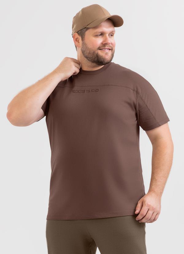Camiseta Plus em Algodão Marrom Escuro